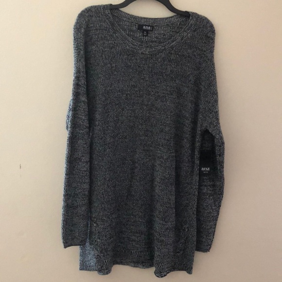 a.n.a Petite Elliptical Hem Crew Neck Sweater - Picture 3 of 5